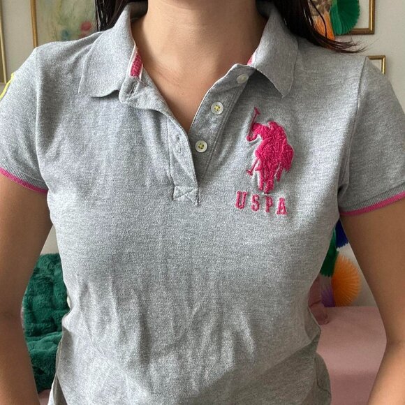 Pink & Grey Polo Top - Picture 1 of 5